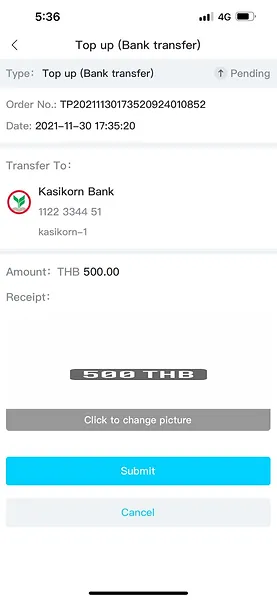 bank transfer step 5